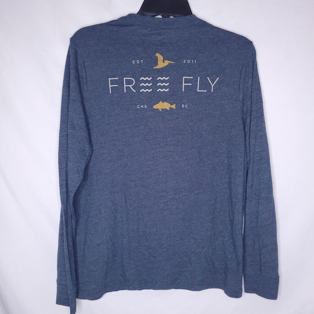 Free Fly T Shirt Mens Small Blue Long Sleeve